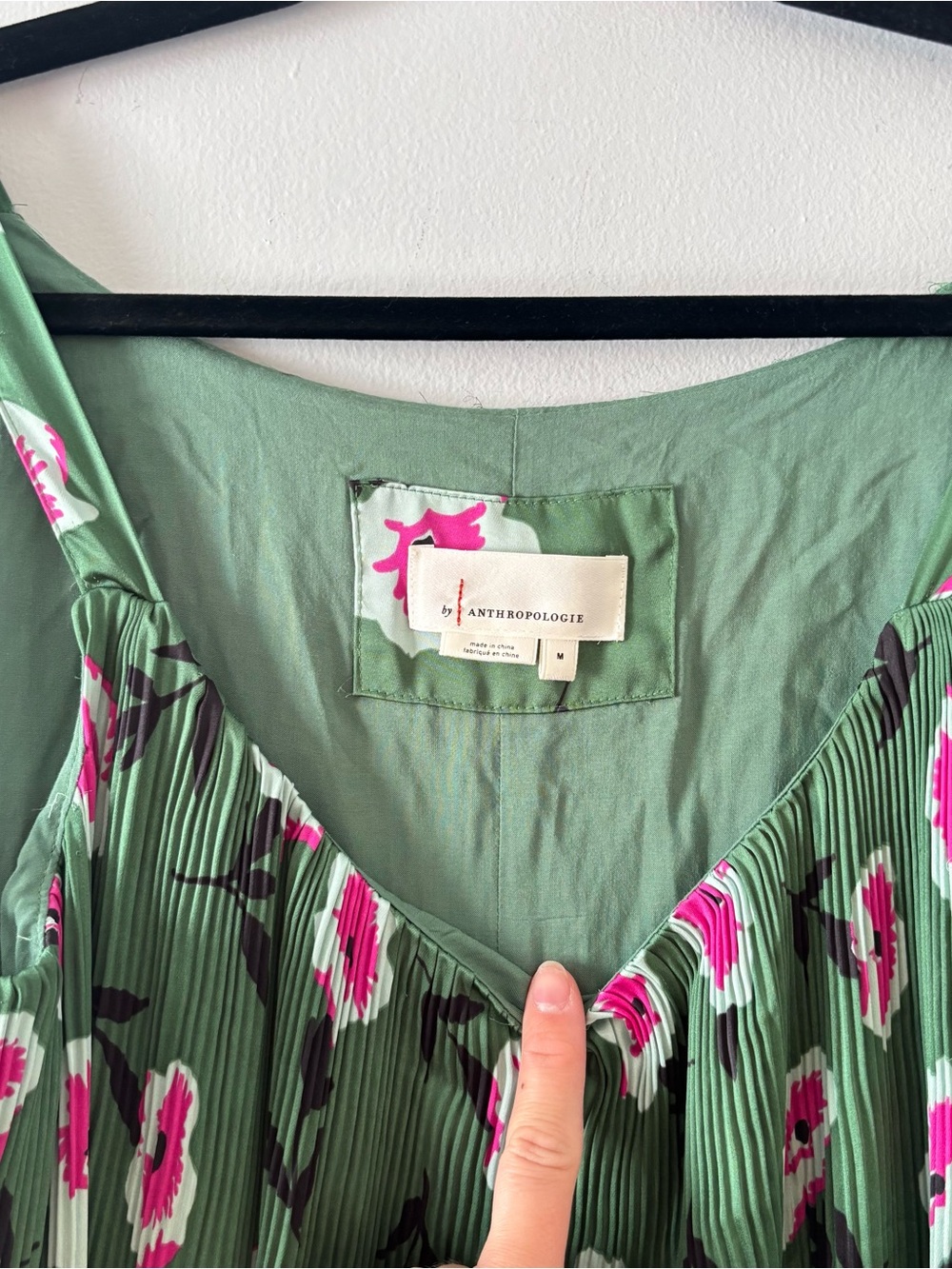 Anthropologie NWT Mireille Pleated Dress Midi Knee-Length Floral Print Green - Picture 5 of 7